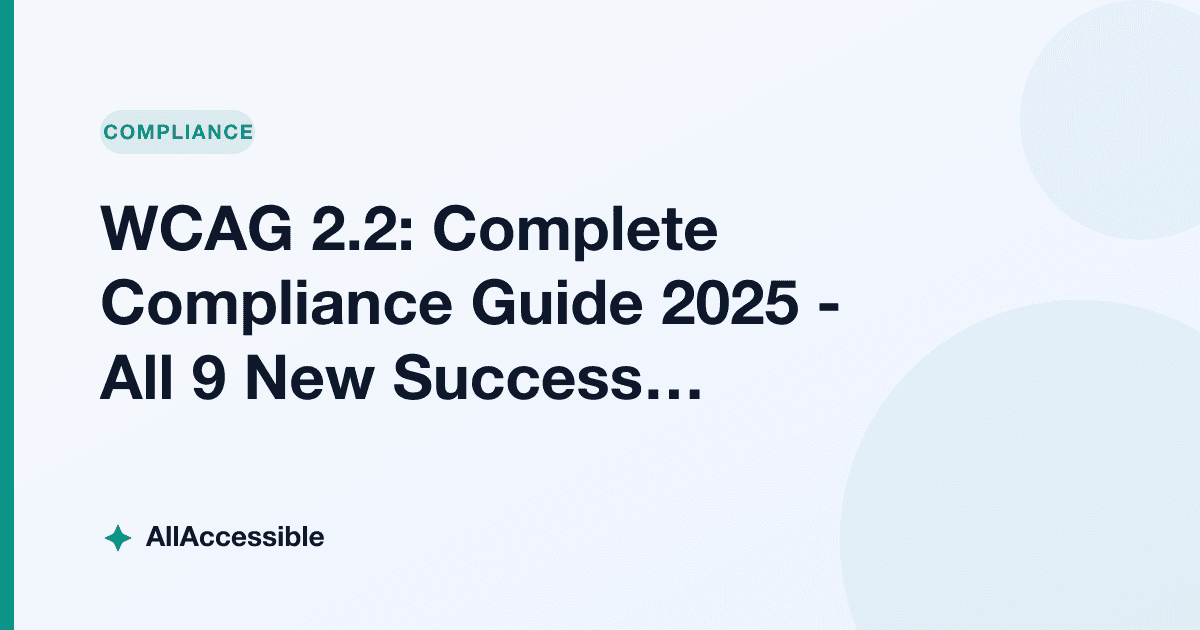 WCAG 2.2: Complete Compliance Guide 2025 - All 9 New Success Criteria